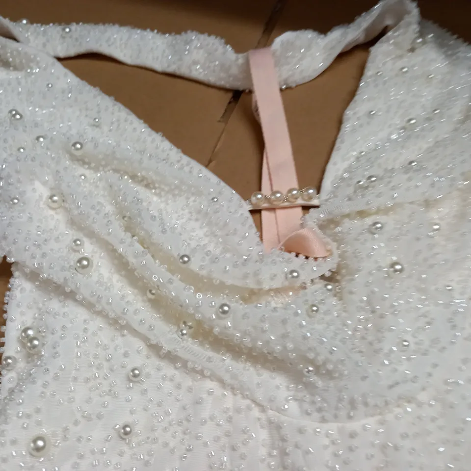 Lot 2038: OH POLLY EMBELLISHED CREAM DRESS - UK 10 - 3925409 | Simon  Charles Auctioneers