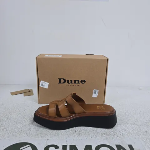 DUNE LONDON TAN LEATHER PLATFORM SANDALS – WOMEN'S UK 6 (EU 39)