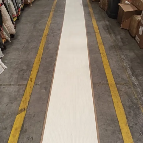 CREAM HALLWAY RUG RUNNER – LONG, RIBBED TEXTURE 600CM X 62 CM