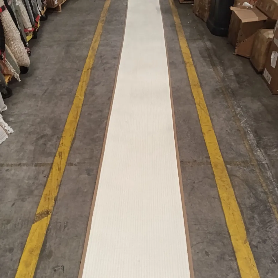 CREAM HALLWAY RUG RUNNER – LONG, RIBBED TEXTURE 600CM X 62 CM