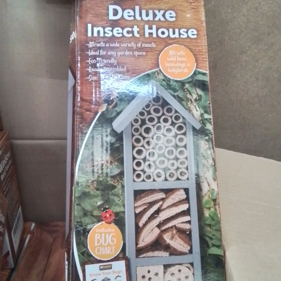 BOX CONTAINING LARGE AMOUNT OF BRAND NEW WINDOW BIRD FEEDING STATIONS AND DELUXE INSECT HOUSES