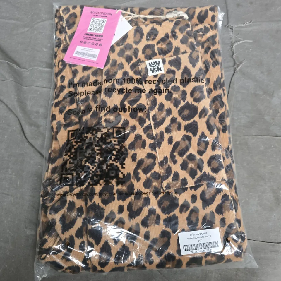 BAGGED LUCY & YAK ORIGINAL DUNGAREE LEO TALL IN ANIMAL PRINT - 14T