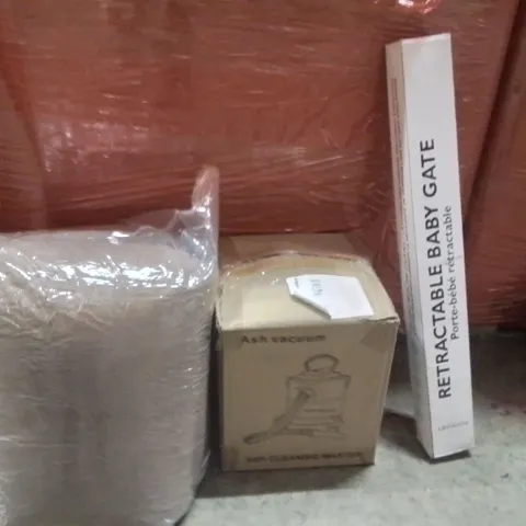 PALLET OF ASSORTED HOUSEHOLD GOODS AND PRODUCTS TO INCLUDE;VACUUM CLEAR,RETRACTABLE SAFETY GATE,BLANKET