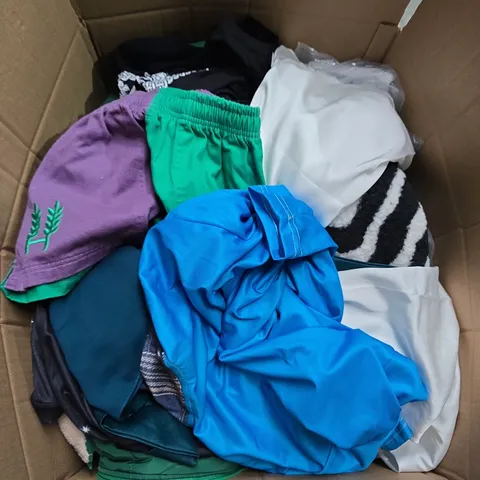 LARGE BOX OF APPROXIMATELY 25 ASSORTED CLOTHING ITEMS IN VARIOUS COLOURS, STYLES AND SIZES - COLLECTION ONLY