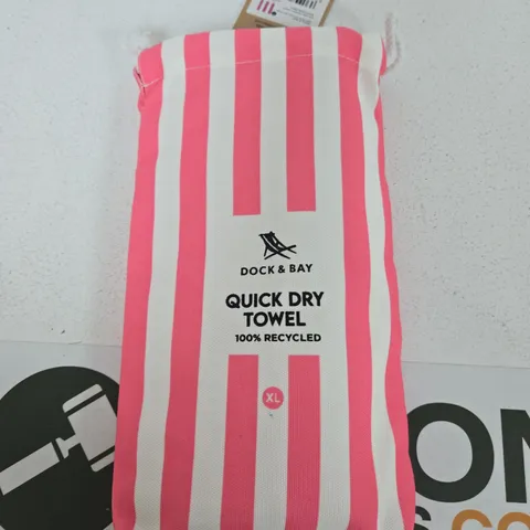 DOCK & BAY QUICK DRY TOWEL XL β 100% RECYCLED, PINK & WHITE STRIPES