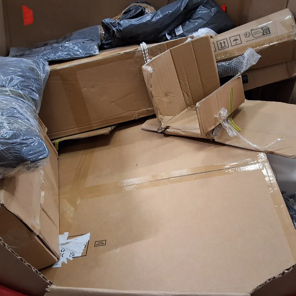 PALLET CONTAINING ASSORTED PRODUCTS INCLUDING AIR COOLER, MONITOR SCREEN PROTECTOR, CLOUD PLAY MAT, 12PACK ANIMAL BARRIER FENCE & WEED BARRIER FABRIC