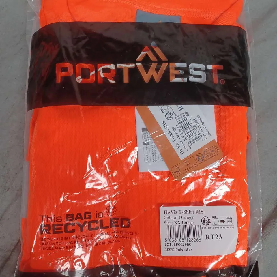 BAGGED PORTWEST HI-VIS T-SHIRT IN ORANGE - XXL