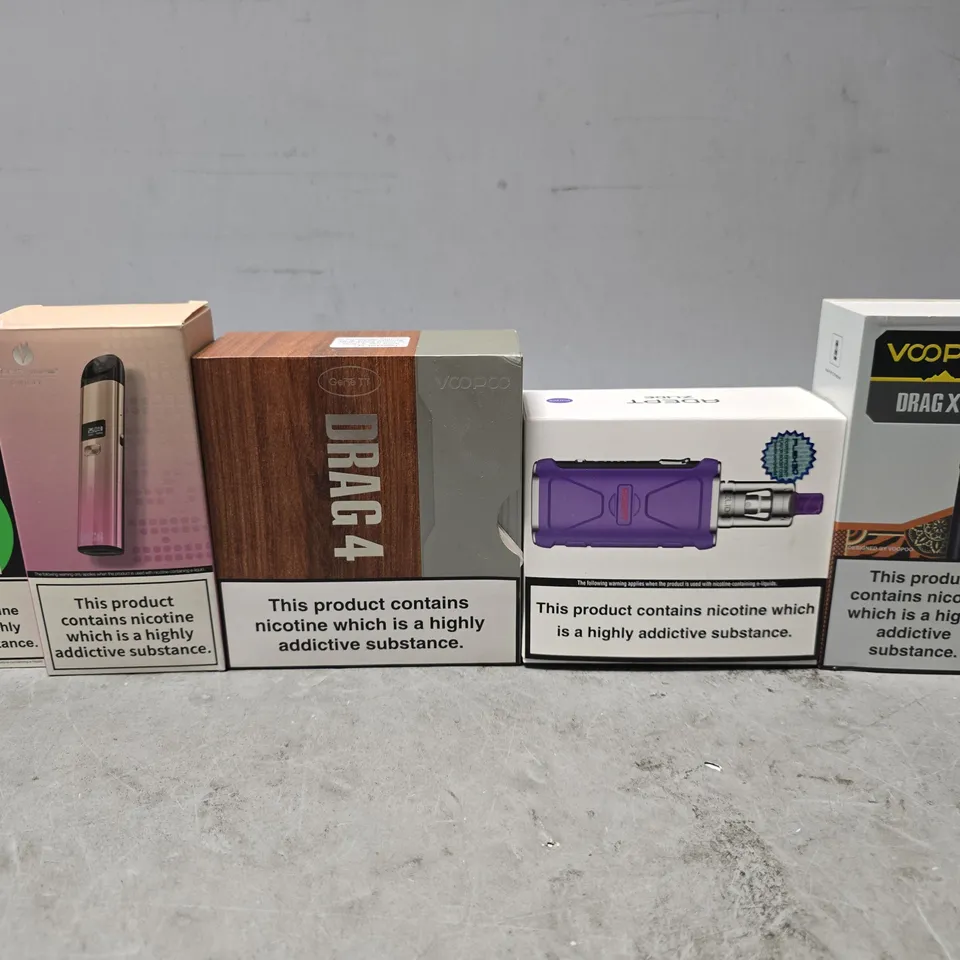 BOX OF APPROXIMATELY 18 ASSORTED E-CIGARETTES PRODUCTS TO INCLUDE -VOOPOO , VAPORESSO , DRAG 4 ETC