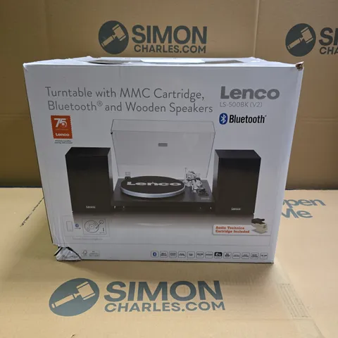 BOXED LENCO LS-500BK V2 BLUETOOTH TURNTABLE WITH SPEAKERS