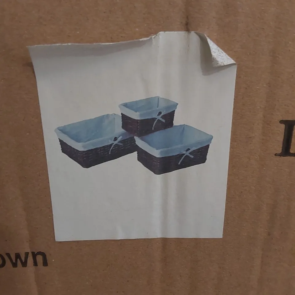 BOXED WILLOW STORAGE BASKETS - BROWN 