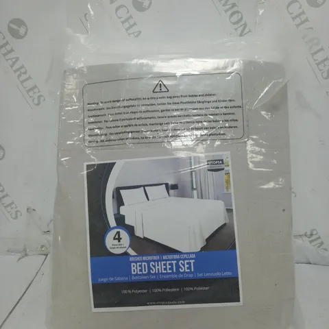 UTOPIA 4 PIECE BEDSHEET SET KING SIZE IN WHITE