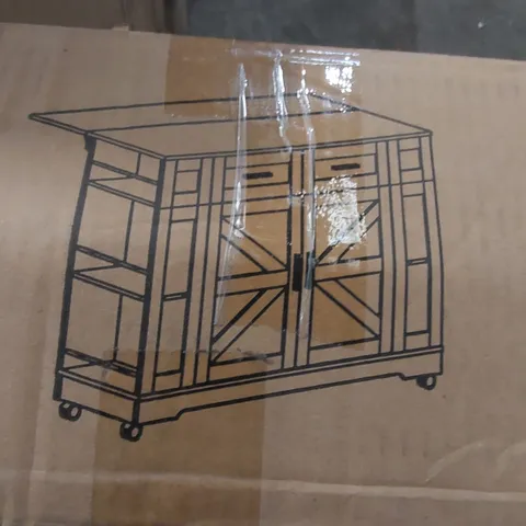 BOXED WOOD KITCHEN ISLAND (2 BOXES)
