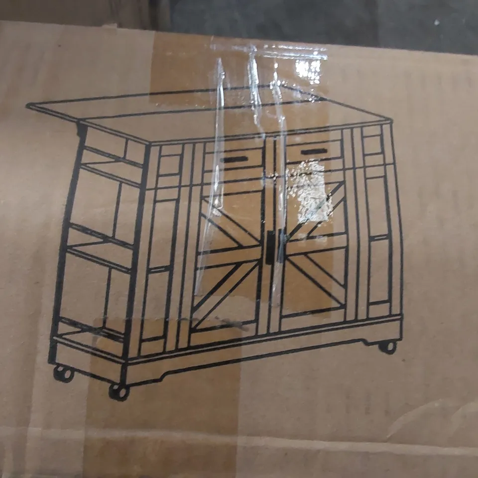 BOXED WOOD KITCHEN ISLAND (2 BOXES)