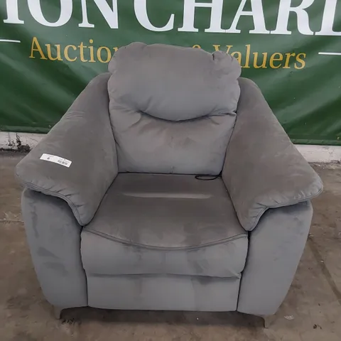 QUALITY BRITISH DESIGNER G PLAN JACKSON POWER RECLINING EASY CHAIR PLUSH SLATE FABRIC