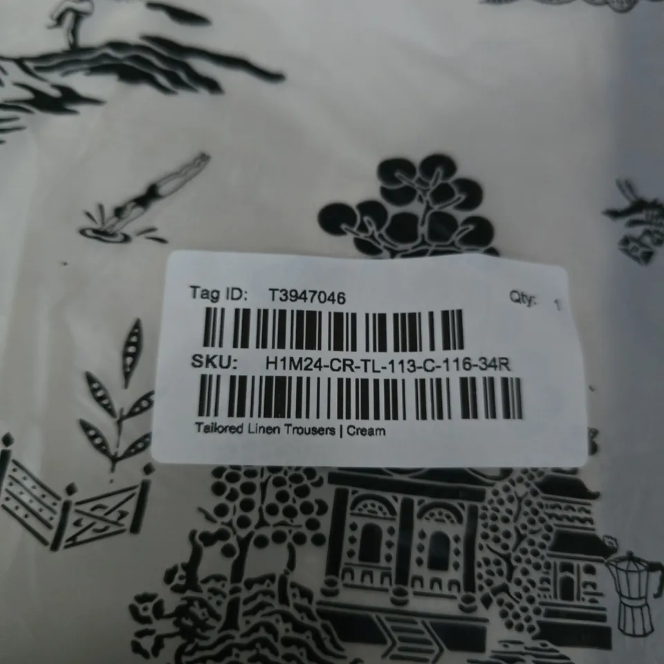 PERCIVAL TAILORED LINEN TROUSERS – CREAM, UK 34R