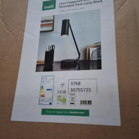 BOXED DUNELM INTEGRATED LED DESK LAMP, BLACK, DIMMABLE
