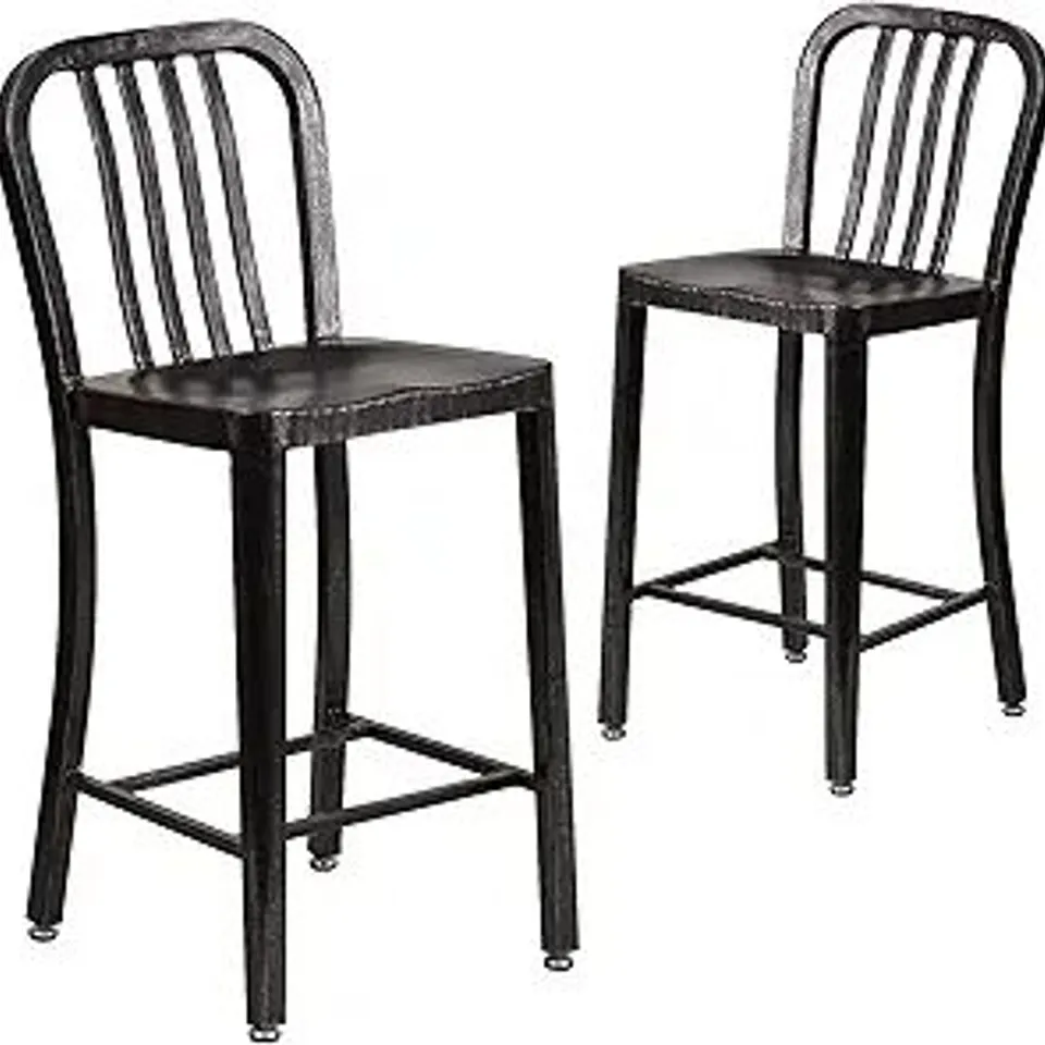 BOXED 2PK 24" HIGH BLACK-GOLD METAL COUNTER HEIGHT STOOL - CH-61200-24-BQ