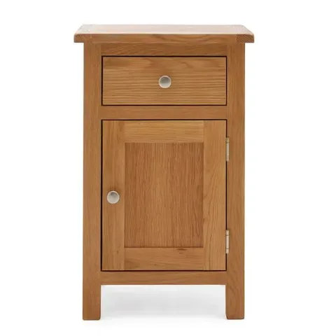 BOXED BROMLEY 1 DRAWER & 1 DOOR BEDSIDE TABLE - OAK (1 BOX)