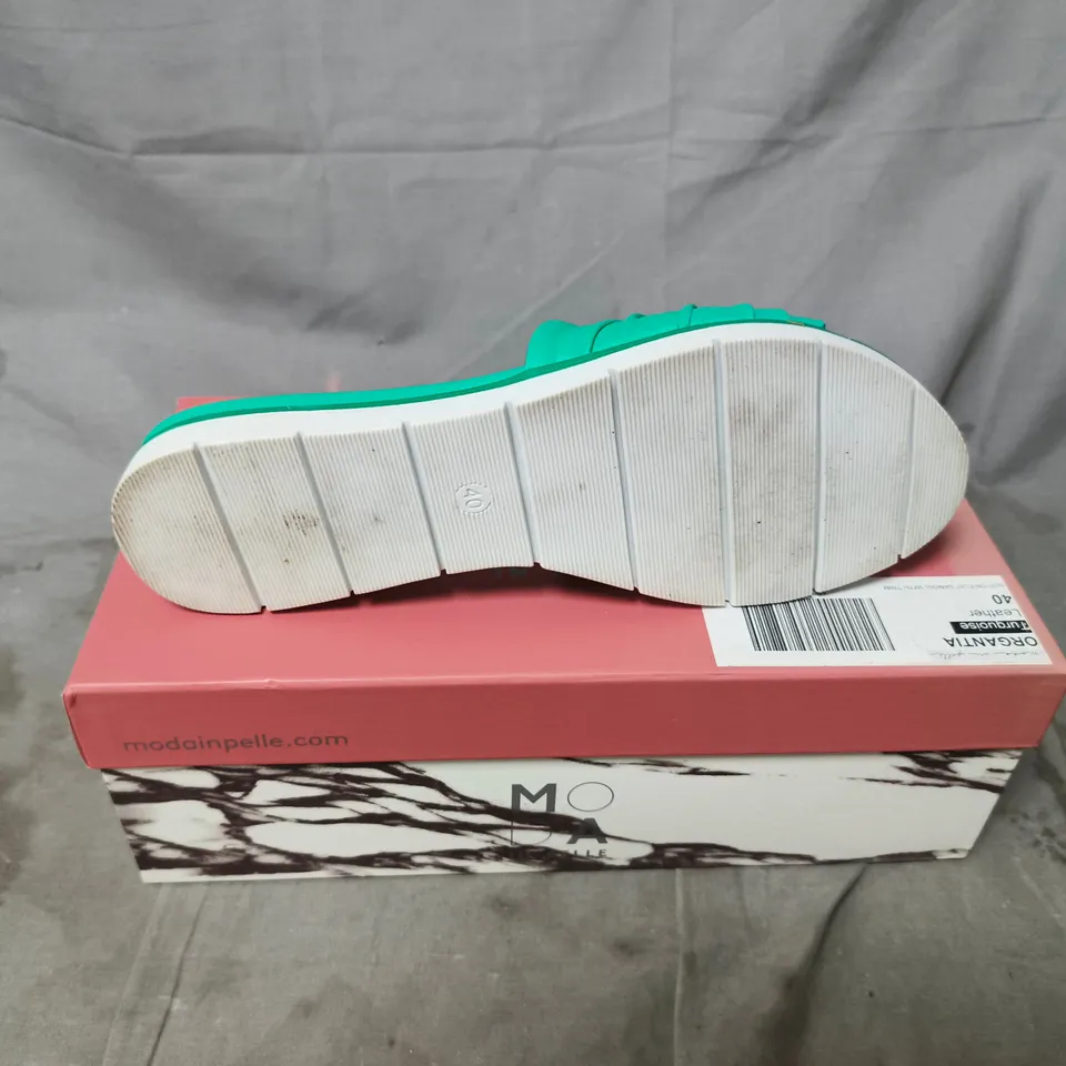 MODA IN PELLE TEAL SLIDE SANDALS WITH BUCKLE – WOMEN'S UK 7 (EU 40)