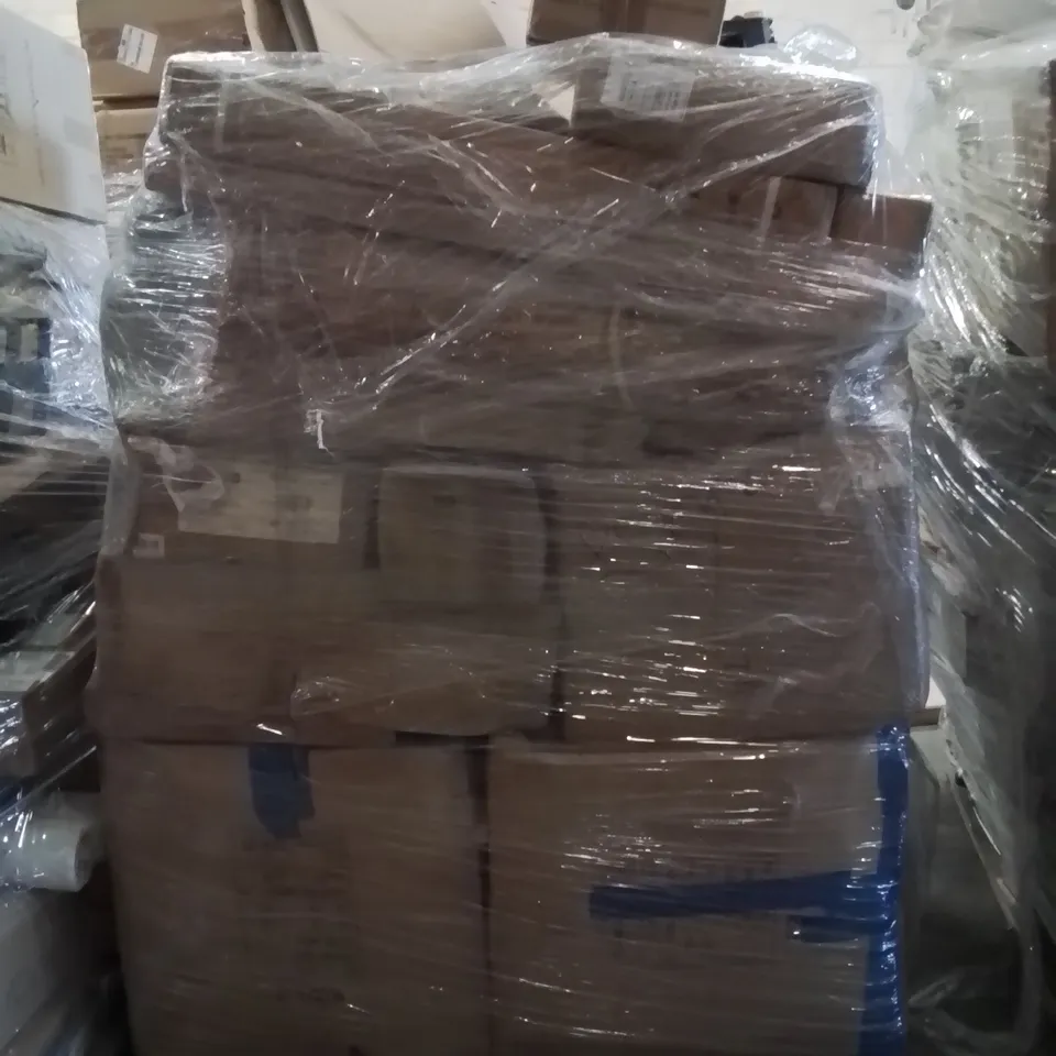 PALLET OF ELECTRICAL ITEMS AND HOUSEHOLD GOODS TO INCLUDE;COSMETIC ORGANIZER,TOILET SEAT,SLIDE