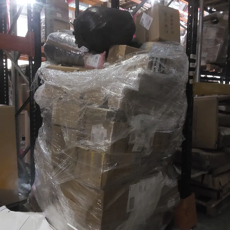 PALLET OF ASSORTED HOUSEHOLD GOODS AND PRODUCTS TO INCLUDE;KITCHEN FAUCET,MEAT GRINDER,STEERING KNUCKLE