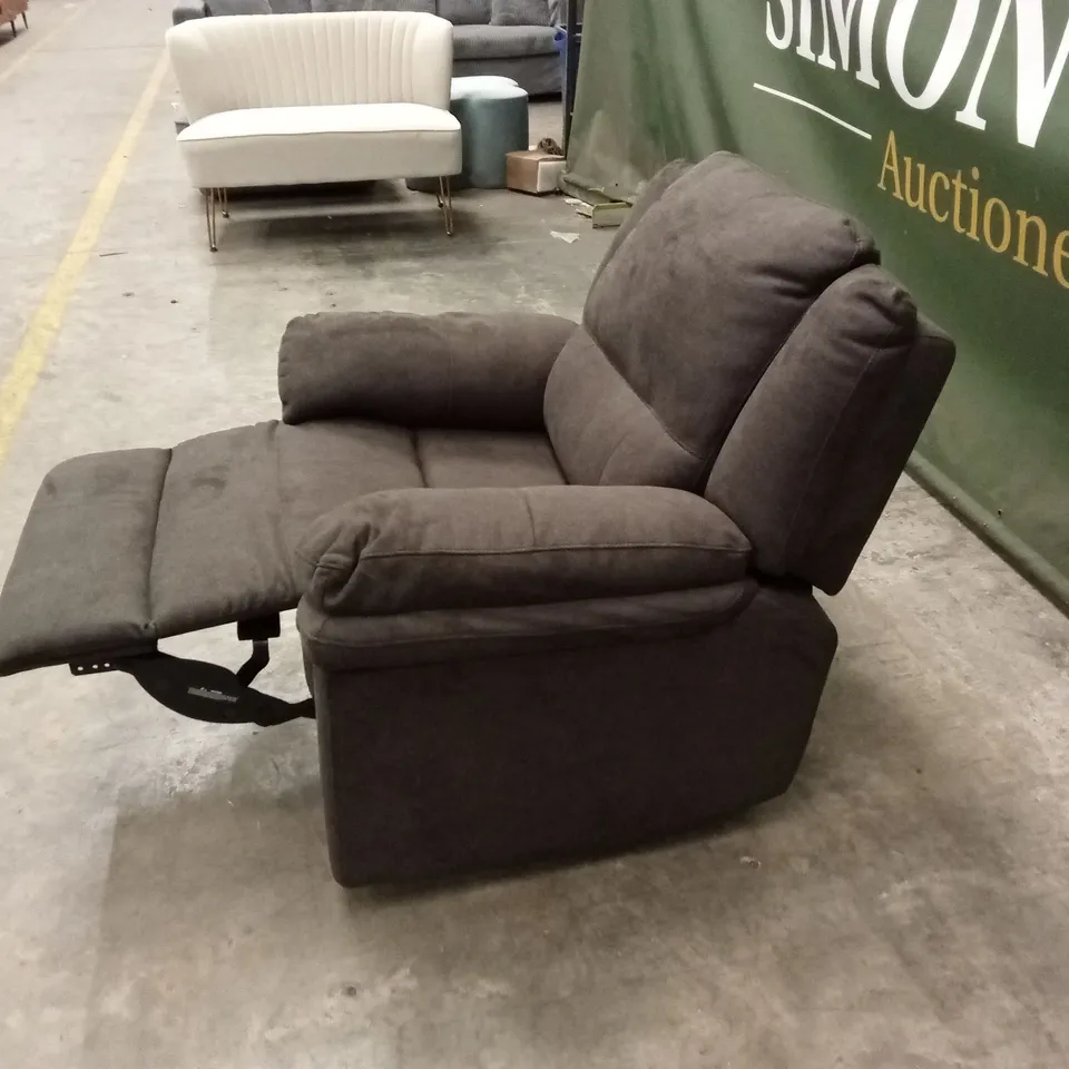 ALBION FABRIC HIGH BACK MANUAL RECLINER ARMCHAIR - CHARCOAL RRP £479