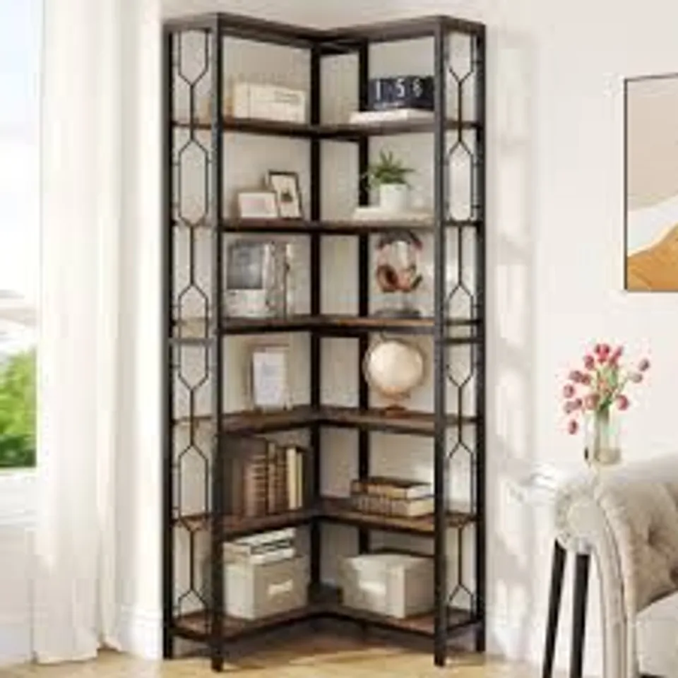 BOXED ARGE CORNER SHELF UNIT, 180CM SHELVING UNIT BOOKSHELF 