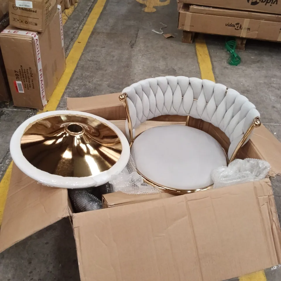 BOXED BARSTOOLS (SET OF 2) - LIGHT GREY/GOLD (1 BOX)