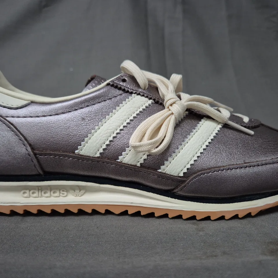 BOXED PAIR OF ADIDAS WOMEN'S SL 72 OG SHOES IN METALLIC DUSTY PURPLE UK SIZE 7