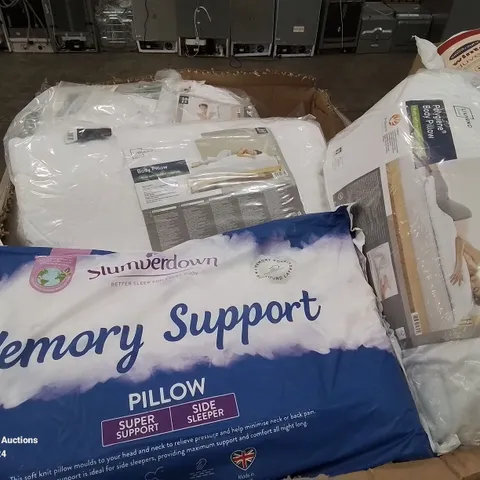 PALLET CONTAINING 2 LARGE BOXES OF VARIOUS PILLOWS, BODY PILLOWS ETC.