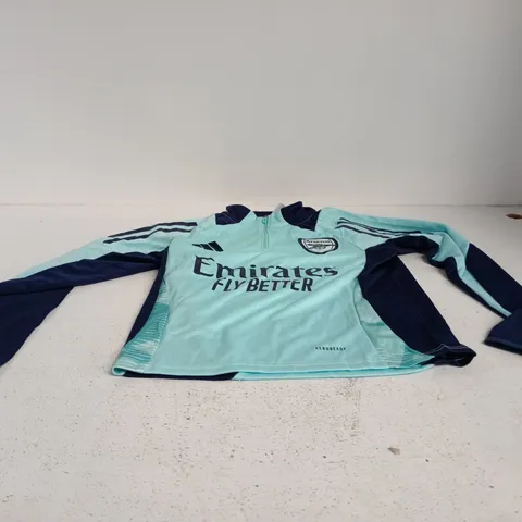 ADIDAS ARSENAL FC TRAINING TOP – CHILDRENS SIZE 12 TURQUOISE/NAVY