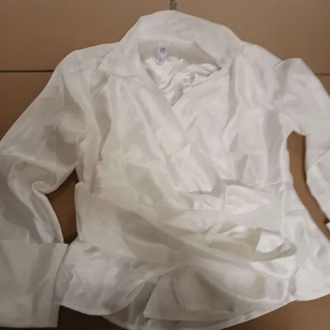 WYNNE COLLECTION LADIES WRAP TOP WITH TIE WHITE SIZE S