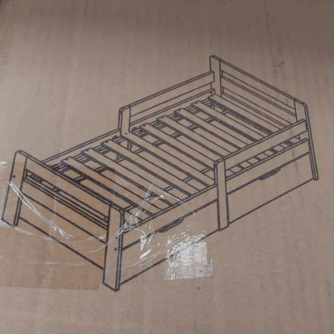 BOXED AVC DESIGNS PINE KIDS WOODEN BED FRAME WHITE WITH 2 DRAWERS 
