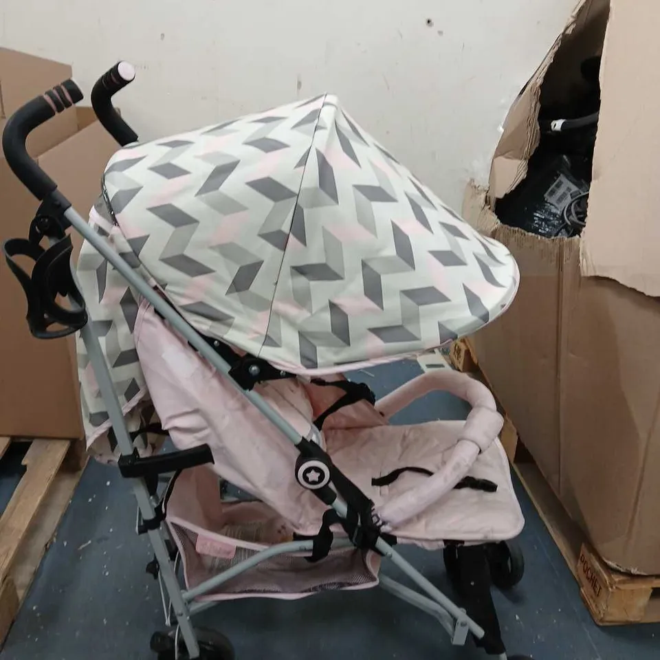 MY BABIIE MB02 STROLLER - PINK AND GREY CHEVRON // COLLECTION ONLY RRP £119.99