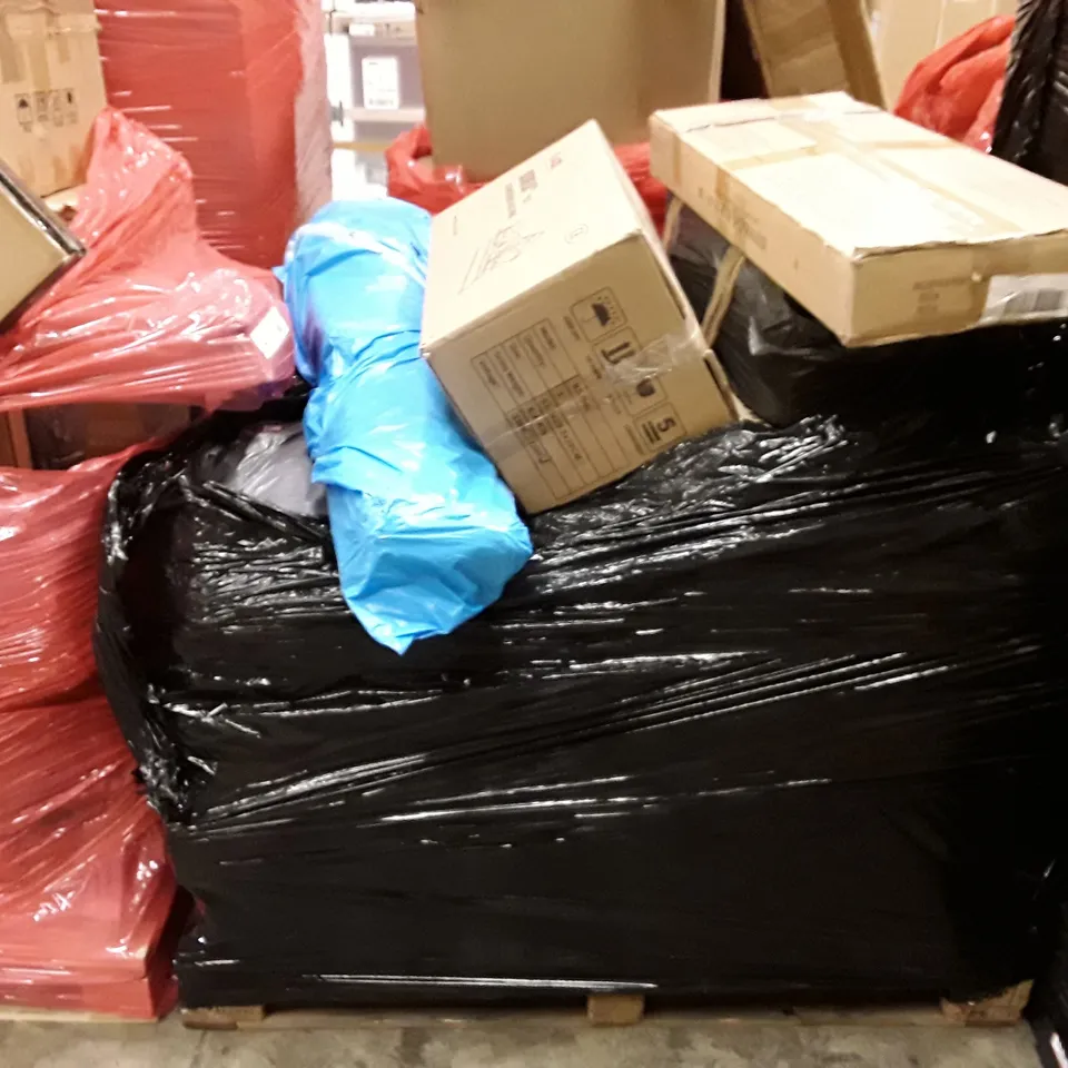 PALLET TO CONTAIN AN ASSORTMENT OF HOUSEHOLD ITEMS TO INCLUDE CAR SEAT COVERS, CAMPING CHAIRS, TV WALL MOUNT AND CHILDREN'S TOYS ECT