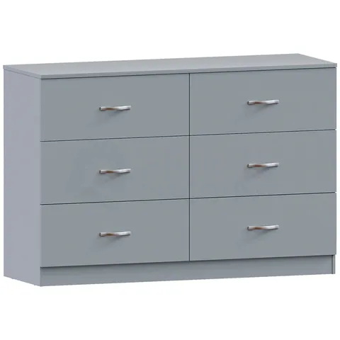 BOXED RIANO 6-DRAWER CHEST, GREY (2 BOXES)
