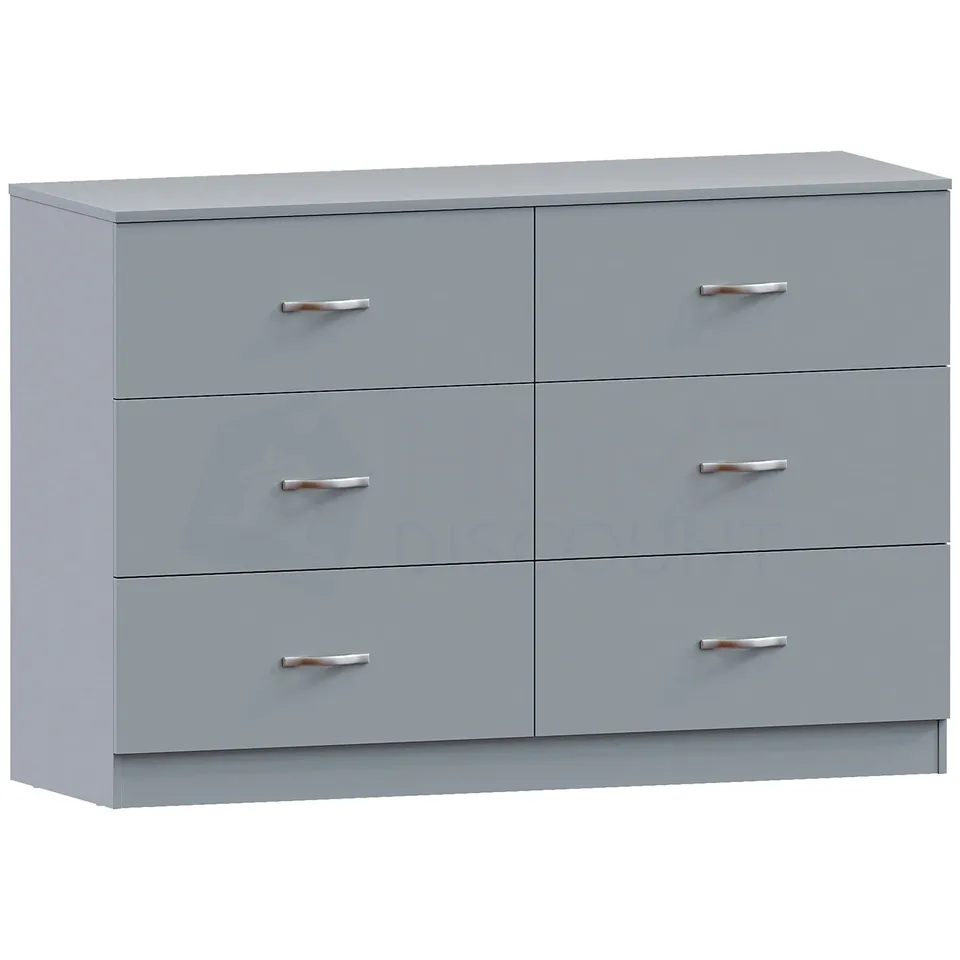 BOXED RIANO 6-DRAWER CHEST, GREY (2 BOXES)