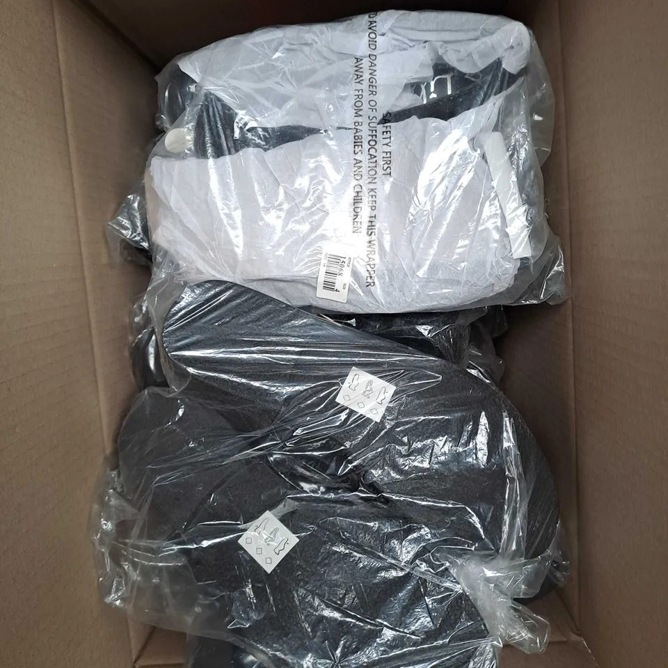 BOX OF APPROXIMATELY 12 PAIRS OF GIRLS SCHOOL SHOES IN BLACK - VARIOUS SIZES