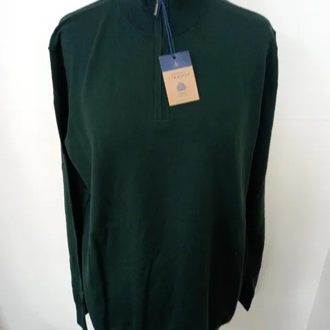 CHARLES TYRWHITT PURE MERINO ZIP NECK JUMPER - MED