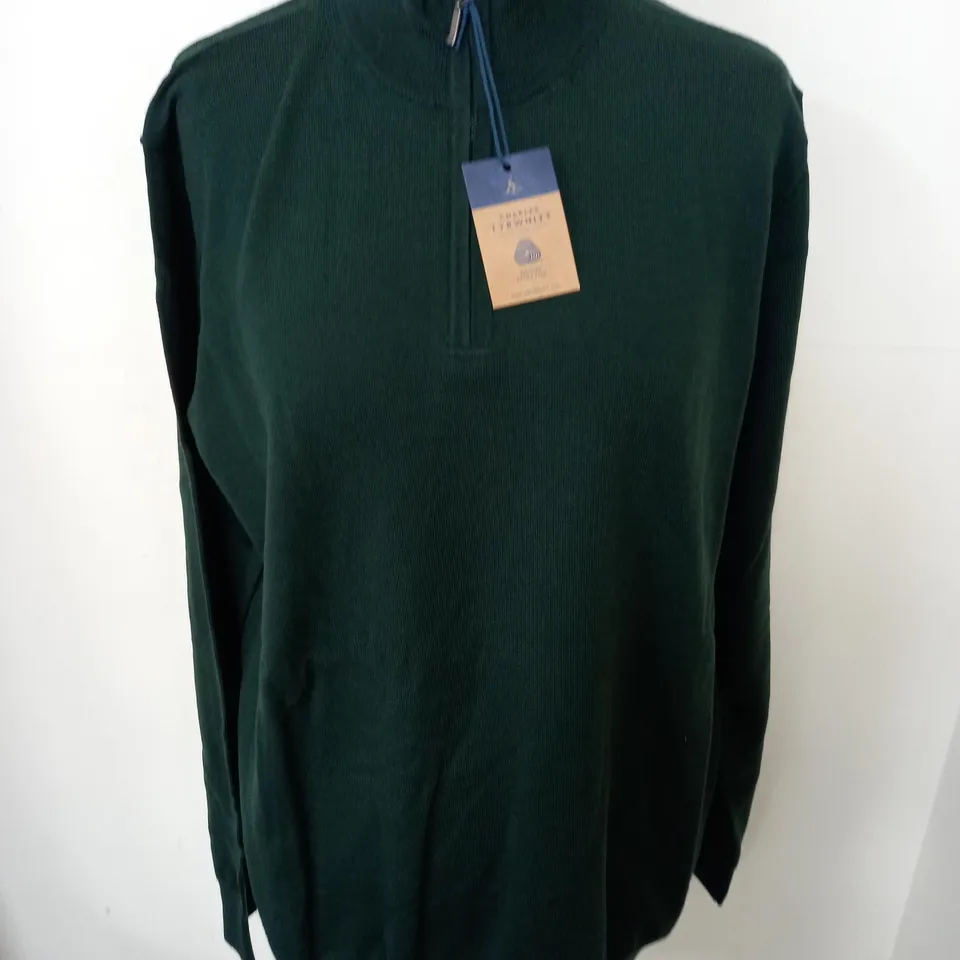 CHARLES TYRWHITT PURE MERINO ZIP NECK JUMPER - MED