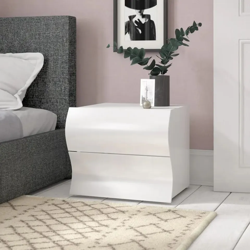COLBIE 2 DRAWER BEDSIDE TABLE WHITE