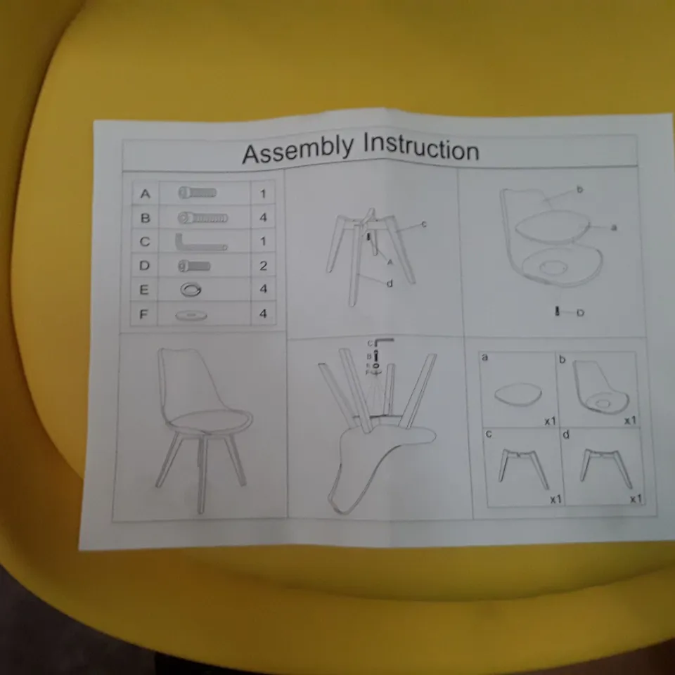 BOXED PLASTIC DINING CHAIR - YELLOW (1 BOX)