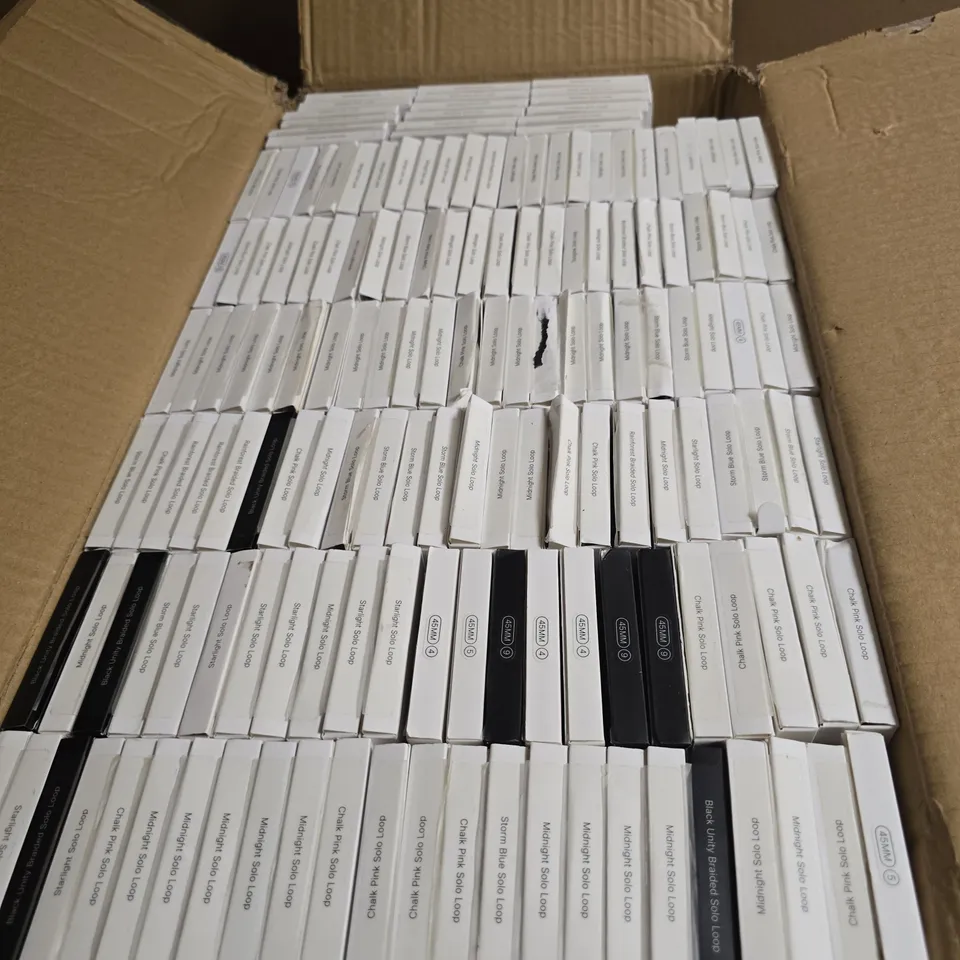 BOX OF APPROXIMATELY 60 APPLE WATCH STRAPS 