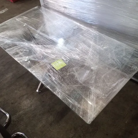 120CM WIDE CLEAR GLASS TOP COFFEE TABLE