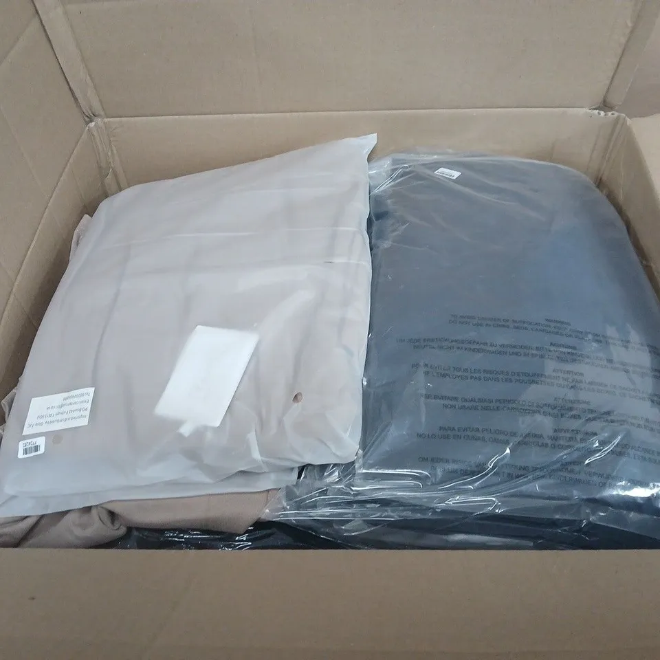 BOX OF APPROX 12 ASSORTED CLOTHING ITEMS IN VARIOUS COLOURS, SIZES AND STYLES 
