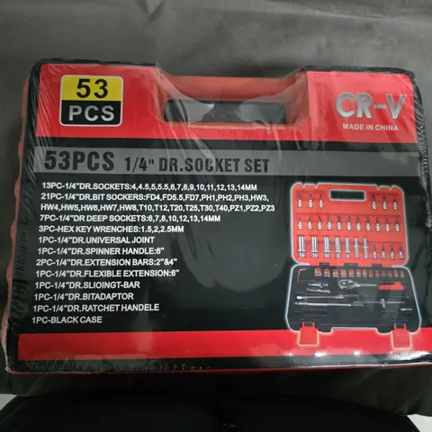 53-Piece 1/4" Drive Socket Set, CR-V Chrome Vanadium – Case Included