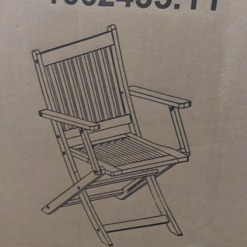BOXED ASHBY SET OF 2 WOODEN FOLDING GARDEN/PATIO CHAIRS (1 BOX)
