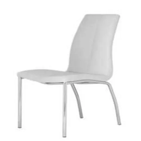 SIX FAUX LEATHER WHITE DINING CHAIRS