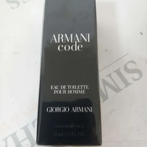 BOXED AND SEALED ARMANI CODE EAU DE TOILETTE GIORGIO ARMANI 15ML