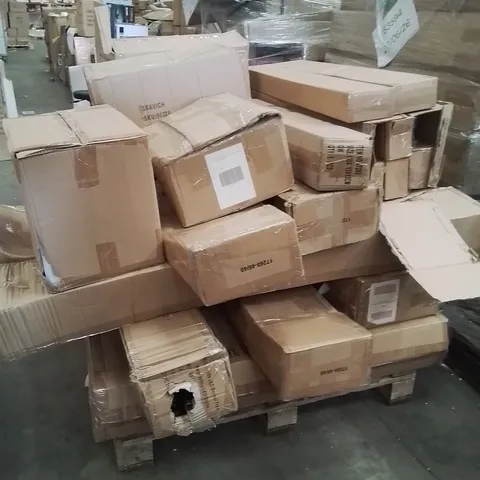 PALLET OF ASSORTED HOUSEHOLD GOODS AND PRODUCTS TO INCLUDE;MULTIPLE CHRISTMAS BLOSSED LED CHRISTMAS TREES,COCO MELON SAND POSTERS,LED STRIP LIGHTS 